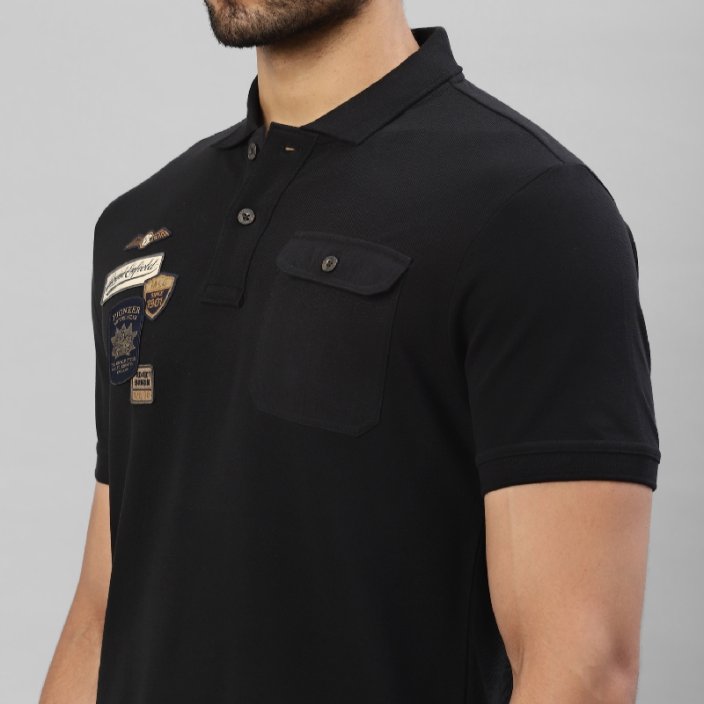 RE TRIČKO PÁNSKÉ HYBRID POLO BLACK