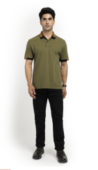 TRIČKO SLEEVE EMBROIDERED POLO OLIVE