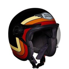 Helmet Jet C/visiera Border stripes Black
