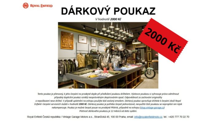 Dárkový poukaz v hodnotě 2000 Kč