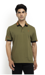 TRIČKO SLEEVE EMBROIDERED POLO OLIVE
