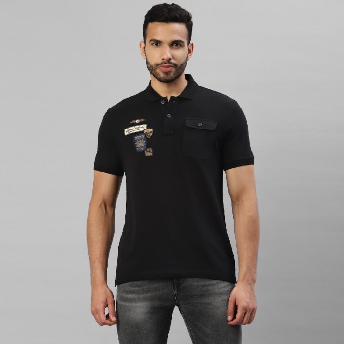 RE TRIČKO PÁNSKÉ HYBRID POLO BLACK